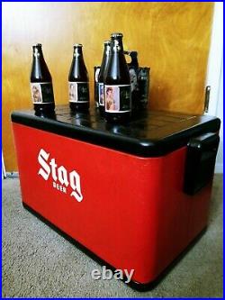 Vintage Stag Beer Metal Ice Chest + Nude Bottles Case Sign Budweiser Hamms Coors