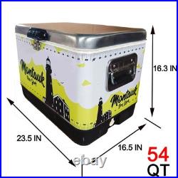 Vintage Style Party Cooler, 54Qt Stainless Steel Ice Chest for Outdoor Gathering