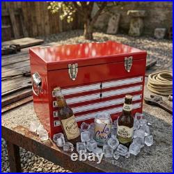 Vintage Style Red Metal Cooler 21Qt Collector's Ice Chest Retro Man Cave Gift