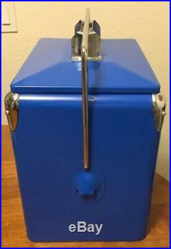 Vintage Style Retro Blue Metal Pepsi Cola Cooler with Bottle Opener Made In USA