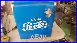 Vintage Style Retro Blue Metal Pepsi Cola Cooler with Bottle opener! Rare