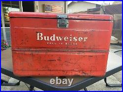 Vintage T Budweiser King of Beers Metal Cooler HEAVY DUTY Beer Party Cooler