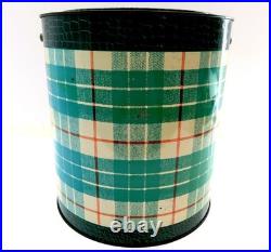 Vintage TAM O'SHANTER TOTER Green & Blue Plaid Metal Cooler 1950's Era MCM RETRO