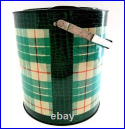 Vintage TAM O'SHANTER TOTER Green & Blue Plaid Metal Cooler 1950's Era MCM RETRO