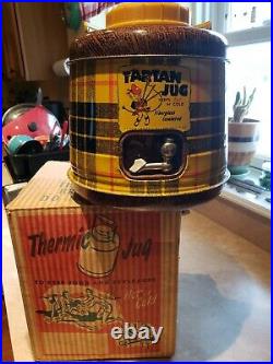 Vintage TARTAN Insulated Metal COOLER /JUG 1950s with ORIGINAL BOX