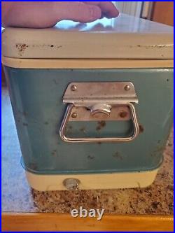 Vintage THERMOS Ice Chest Metal Cooler Ice Chest Baby Blue