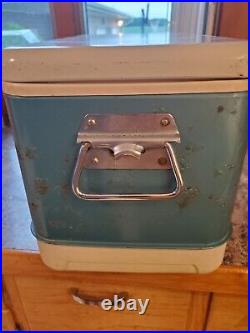 Vintage THERMOS Ice Chest Metal Cooler Ice Chest Baby Blue