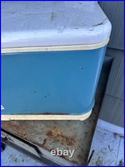 Vintage THERMOS LARGE Metal Ice Chest Cooler With Water Jug Outdoor Camping