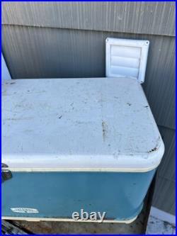 Vintage THERMOS LARGE Metal Ice Chest Cooler With Water Jug Outdoor Camping