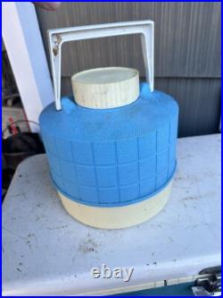 Vintage THERMOS LARGE Metal Ice Chest Cooler With Water Jug Outdoor Camping