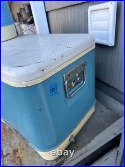 Vintage THERMOS LARGE Metal Ice Chest Cooler With Water Jug Outdoor Camping