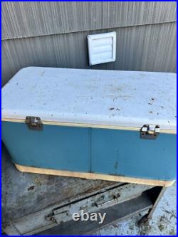 Vintage THERMOS LARGE Metal Ice Chest Cooler With Water Jug Outdoor Camping