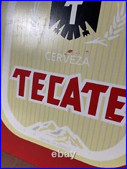 Vintage Tecate Beer Cooler Insulated Metal Exterior Removable Lid Metal Handle