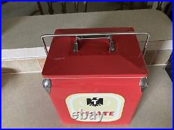 Vintage Tecate Beer Cooler Insulated Metal Exterior Removable Lid Metal Handle