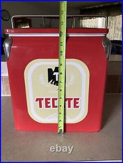 Vintage Tecate Beer Cooler Insulated Metal Exterior Removable Lid Metal Handle