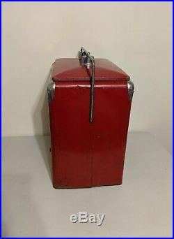 Vintage TempRite Mfg Drink Coke Coca-Cola Red Metal Cooler/Ice Chest with Tray