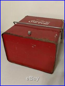 Vintage TempRite Mfg Drink Coke Coca-Cola Red Metal Cooler/Ice Chest with Tray
