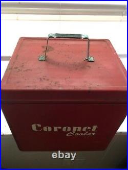 Vintage The Hamilton Scotch Corp Coronet Cooler Metal Red