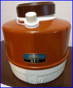 Vintage Thermos Cooler with Ice Tray & Jug One Gallon Metal Plastic with Spigot