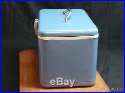 Vintage Thermos Ice Chest Keapsit Baby Blue Metal Cooler