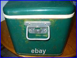 Vintage Thermos Metal Cooler Ice Chest Green 21 1/2 x 13 x 13 tall USA