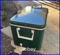 Vintage Thermos Metal Green Ice Cooler USA 43 Quarts With Box 7750