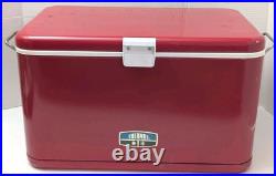 Vintage Thermos Metal Latch Cooler Ice Chest 1970's Red Large 131321