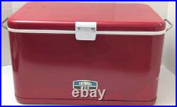 Vintage Thermos Metal Latch Cooler Ice Chest 1970's Red Large 131321
