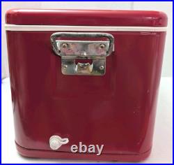 Vintage Thermos Metal Latch Cooler Ice Chest 1970's Red Large 131321