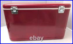 Vintage Thermos Metal Latch Cooler Ice Chest 1970's Red Large 131321