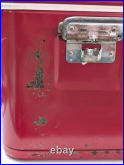Vintage Thermos Metal Latch Cooler Ice Chest 1970's Red Large 131321