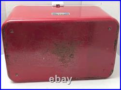 Vintage Thermos Metal Latch Cooler Ice Chest 1970's Red Large 131321