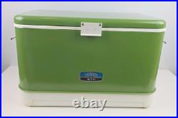 Vintage Thermos Metal Light Green Camping Cooler 22x13x14 43 Qt NICE