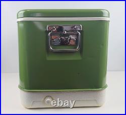Vintage Thermos Metal Light Green Camping Cooler 22x13x14 43 Qt NICE