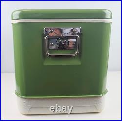 Vintage Thermos Metal Light Green Camping Cooler 22x13x14 43 Qt NICE