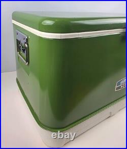 Vintage Thermos Metal Light Green Camping Cooler 22x13x14 43 Qt NICE