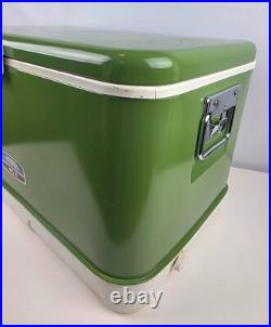 Vintage Thermos Metal Light Green Camping Cooler 22x13x14 43 Qt NICE