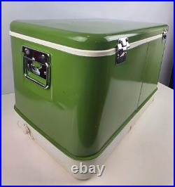 Vintage Thermos Metal Light Green Camping Cooler 22x13x14 43 Qt NICE