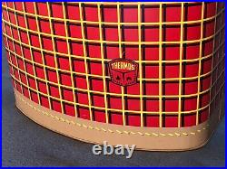 Vintage Thermos Oval Cooler Metal Plaid With Tray And 2 Lids. Great Shape