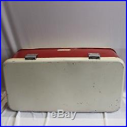 Vintage Thermos Red Metal Cooler Huge 2 Latch Insert Camping Ice Chest Box Bin