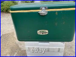 Vintage Thermos metal ice chest cooler with latch snd bottle opener