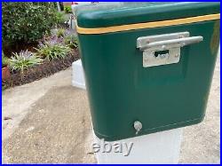 Vintage Thermos metal ice chest cooler with latch snd bottle opener