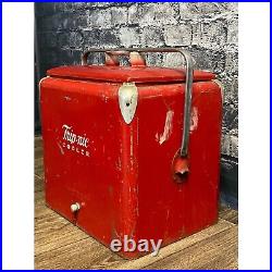 Vintage Trip-Nic Metal Red Cooler Ice Chest, Progress Refrigerator Co