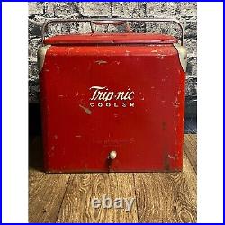 Vintage Trip-Nic Metal Red Cooler Ice Chest, Progress Refrigerator Co