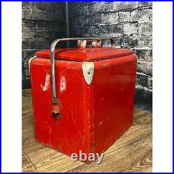 Vintage Trip-Nic Metal Red Cooler Ice Chest, Progress Refrigerator Co