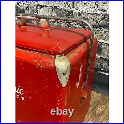 Vintage Trip-Nic Metal Red Cooler Ice Chest, Progress Refrigerator Co