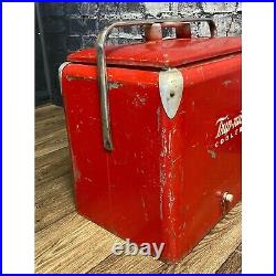 Vintage Trip-Nic Metal Red Cooler Ice Chest, Progress Refrigerator Co