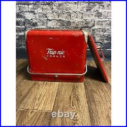 Vintage Trip-Nic Metal Red Cooler Ice Chest, Progress Refrigerator Co