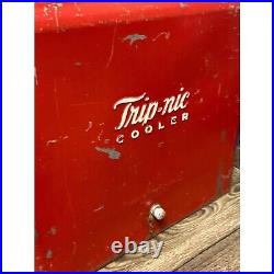 Vintage Trip-Nic Metal Red Cooler Ice Chest, Progress Refrigerator Co