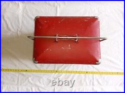 Vintage Trip-Nic Metal Red Cooler Ice Chest With TRAY, Progress Refrigerator Co
